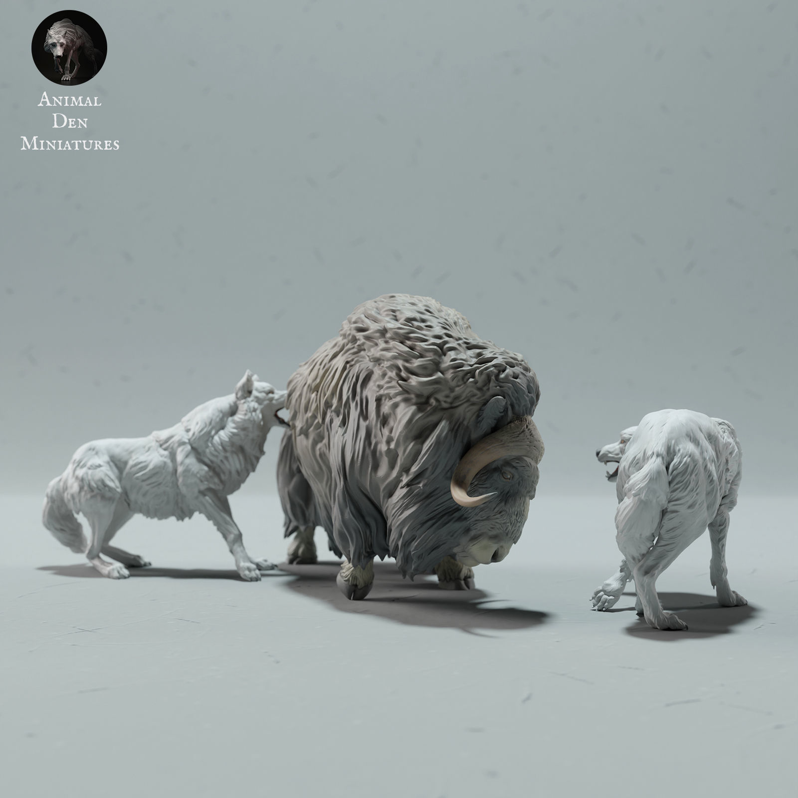 Arctic Wolves Hunting Muskox 3D print model_1