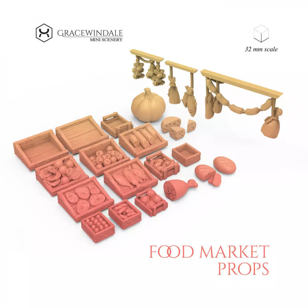 Food Market Props Set 3D print model_0