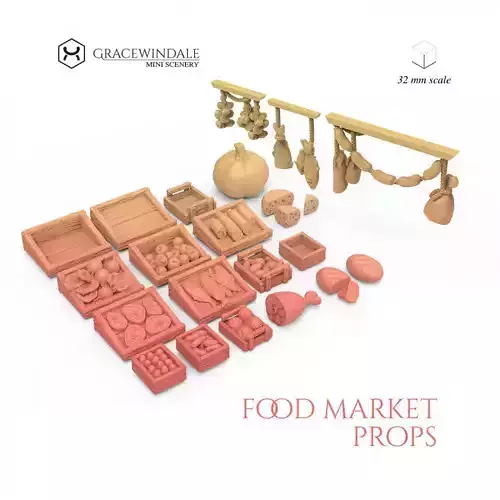 Food Market Props Set 3D print model