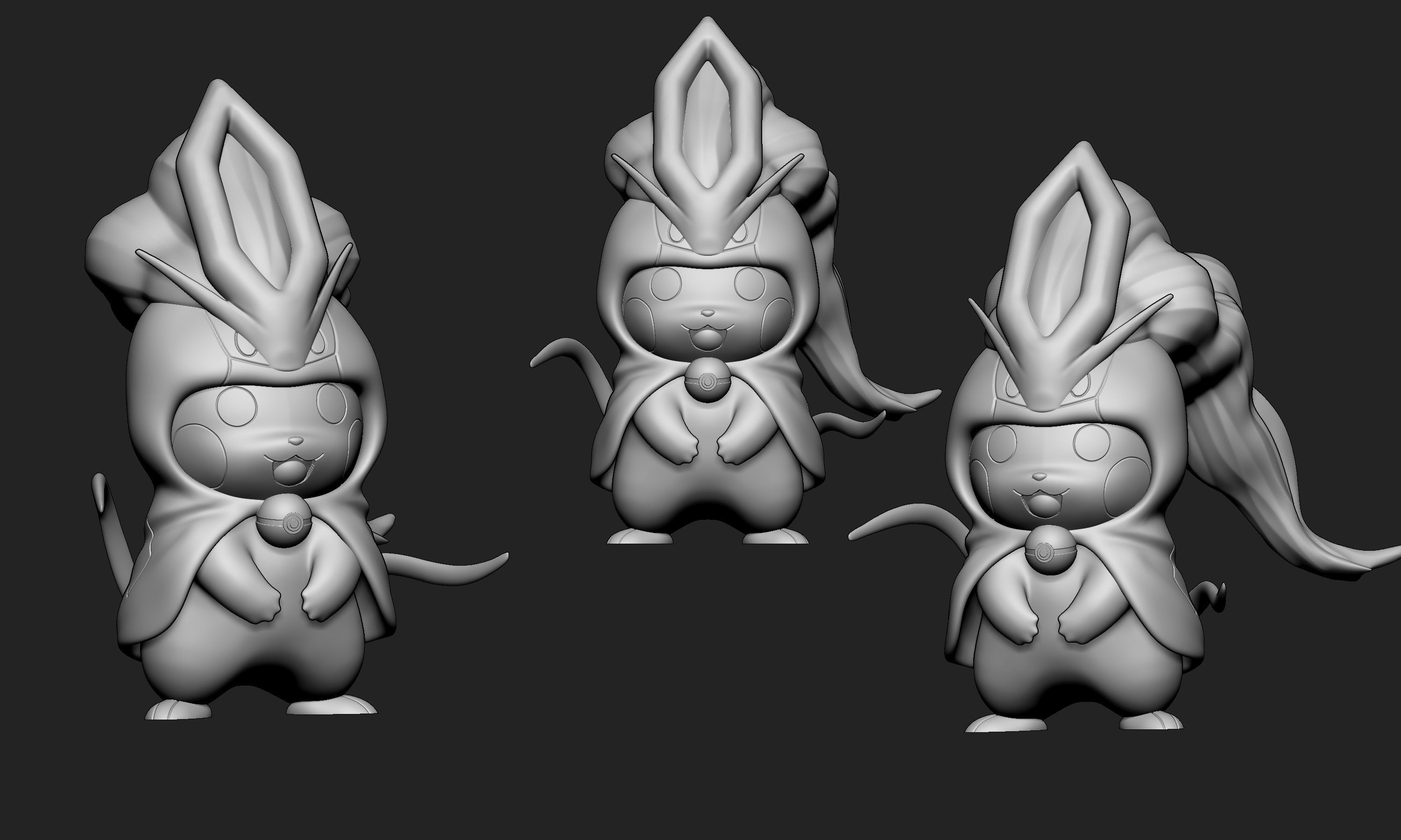 Pokemon - Pikachu Suicune Cosplay Free 3D print model_5