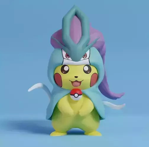 Pokemon - Pikachu Suicune Cosplay Free 3D print model