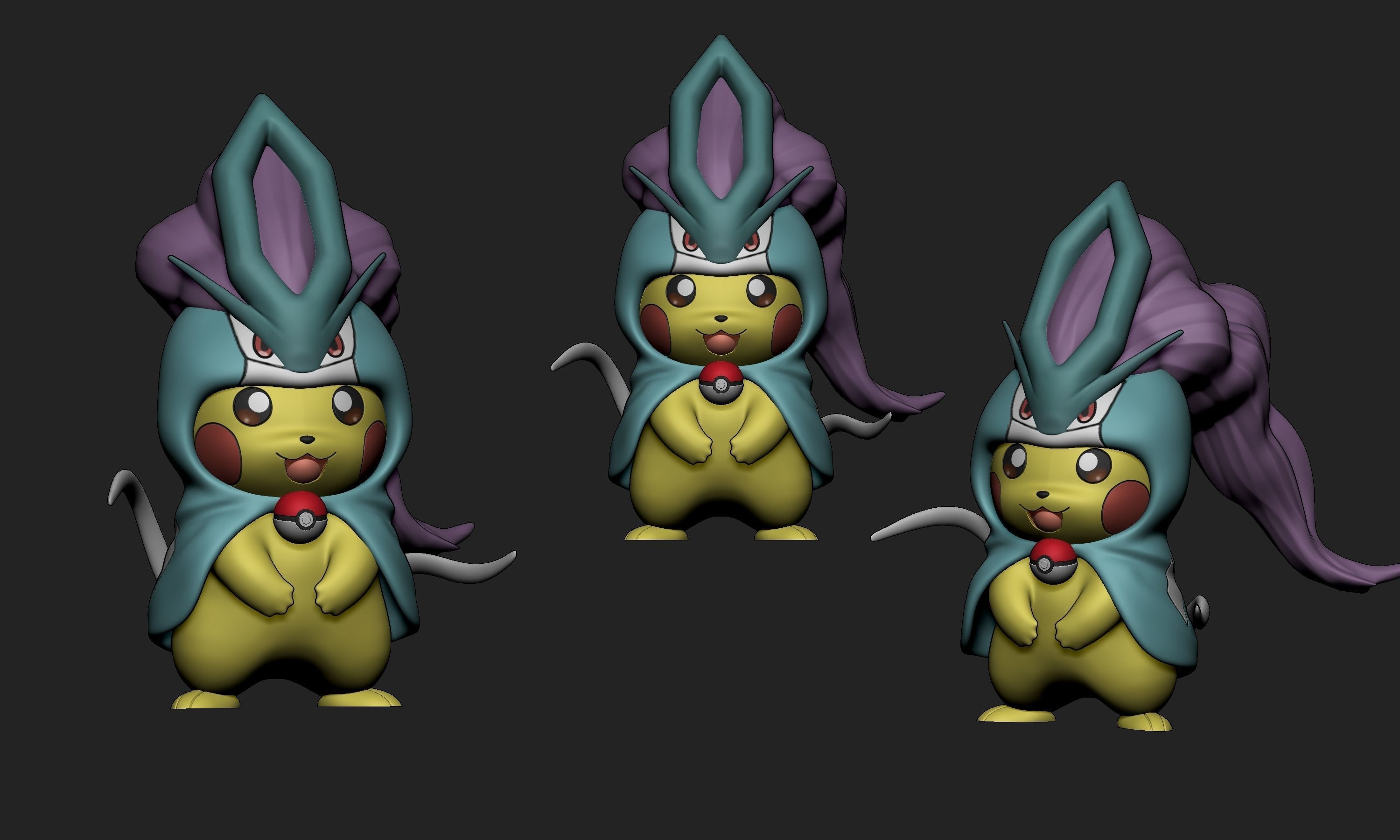 Pokemon - Pikachu Suicune Cosplay Free 3D print model_2