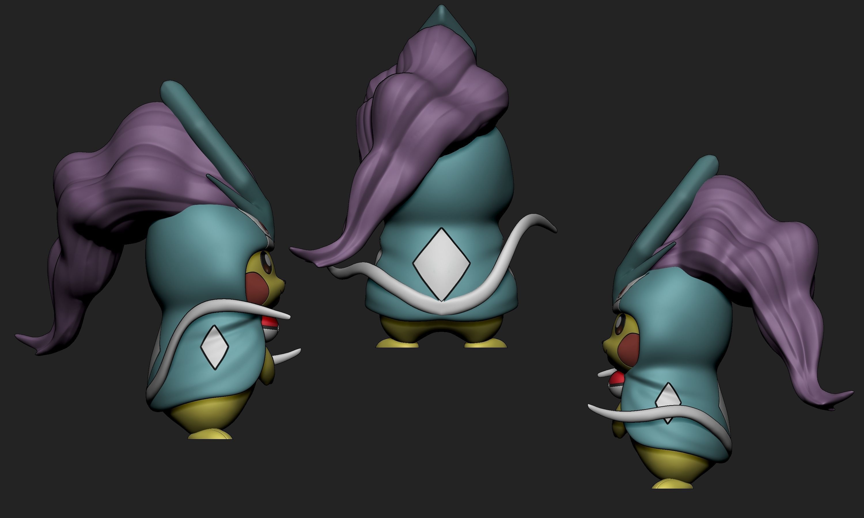 Pokemon - Pikachu Suicune Cosplay Free 3D print model_3