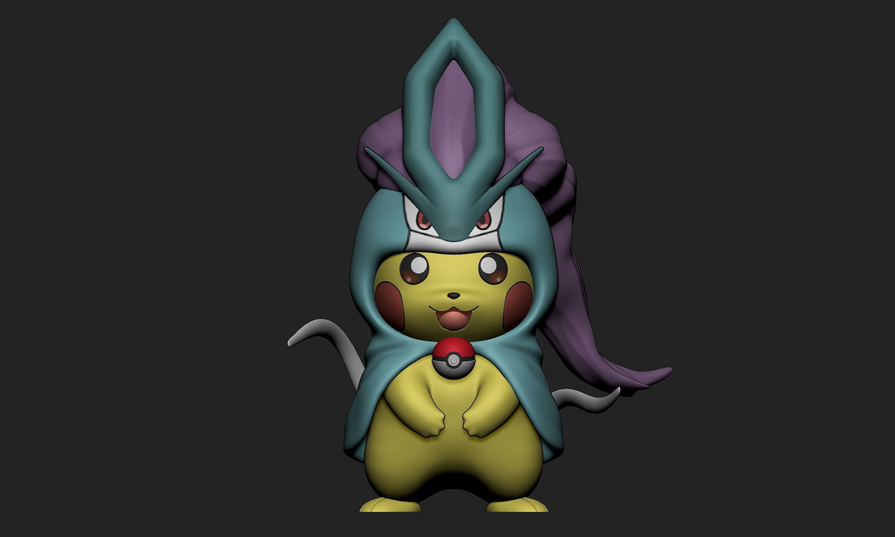 Pokemon - Pikachu Suicune Cosplay Free 3D print model_1