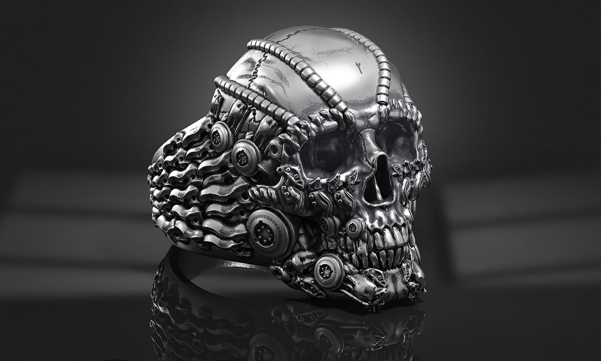 Ring Skull Biomechanical a01 3D print model_7