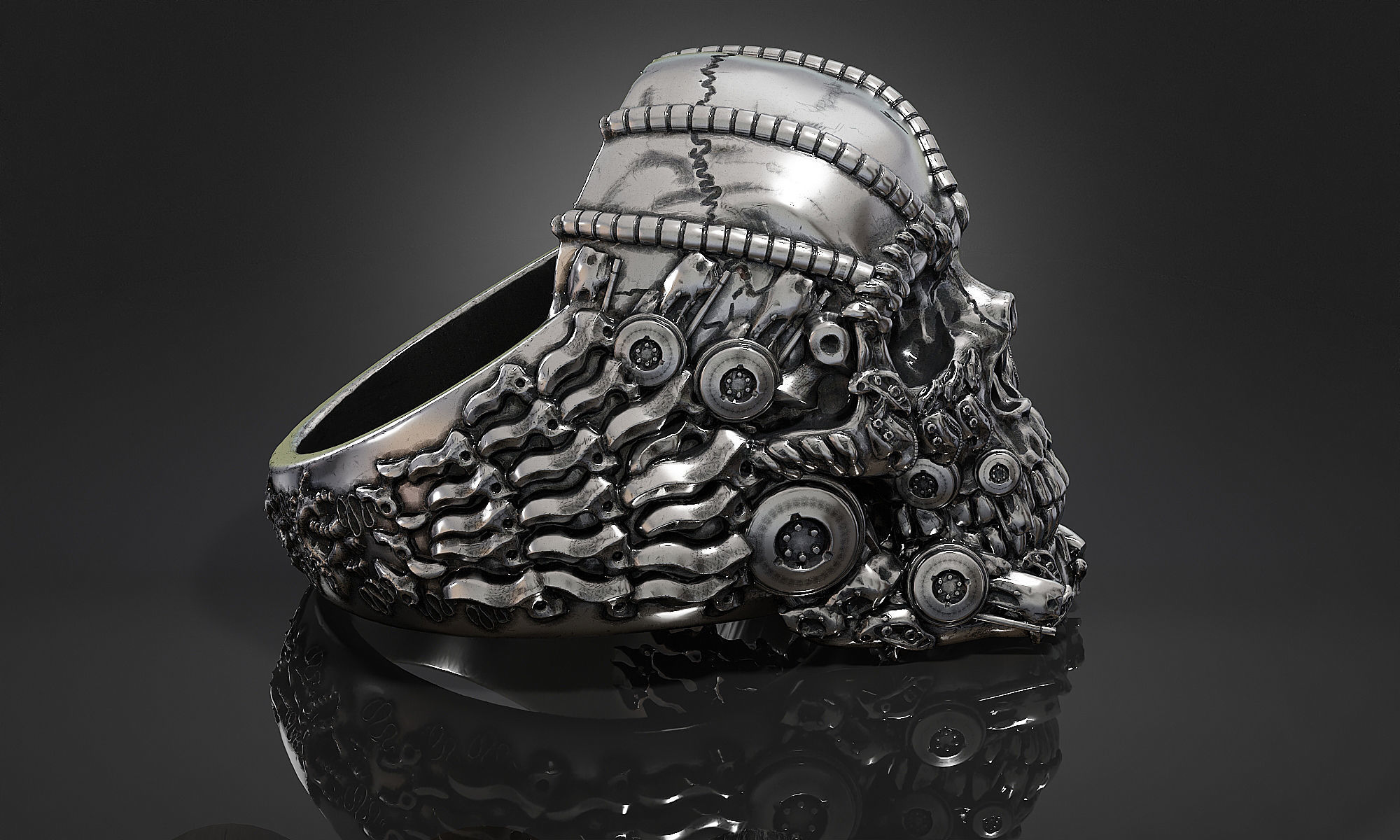 Ring Skull Biomechanical a01 3D print model_10