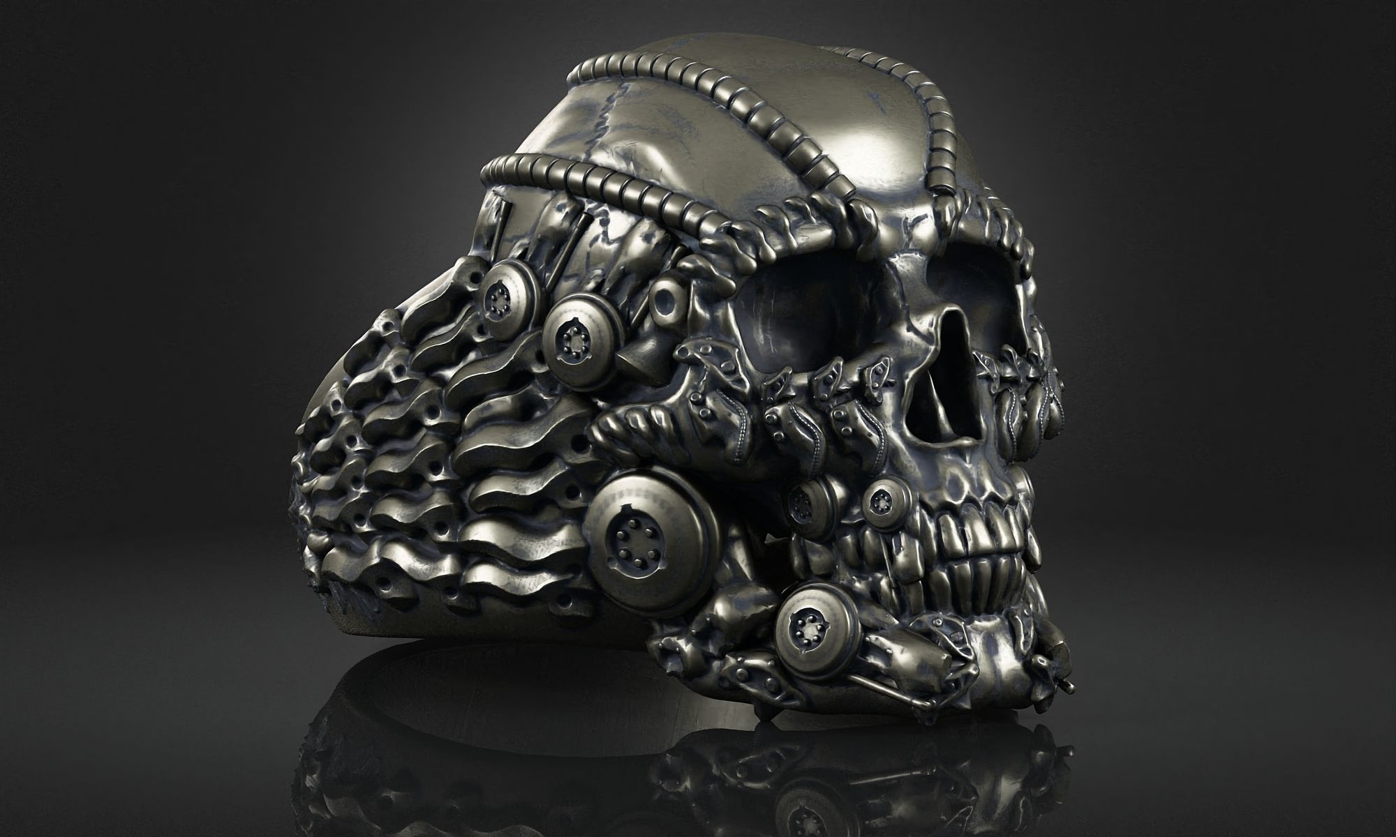 Ring Skull Biomechanical a01 3D print model_4
