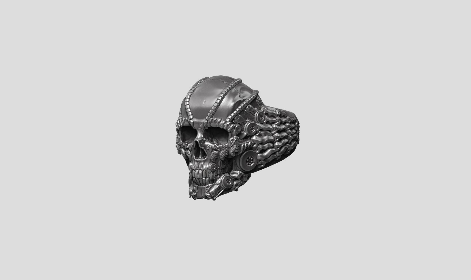 Ring Skull Biomechanical a01 3D print model_33