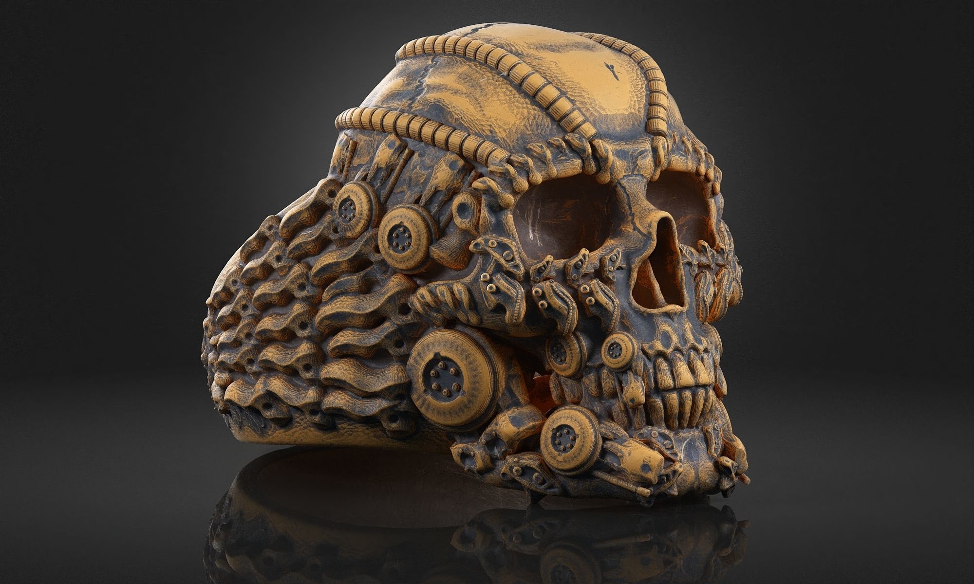 Ring Skull Biomechanical a01 3D print model_8