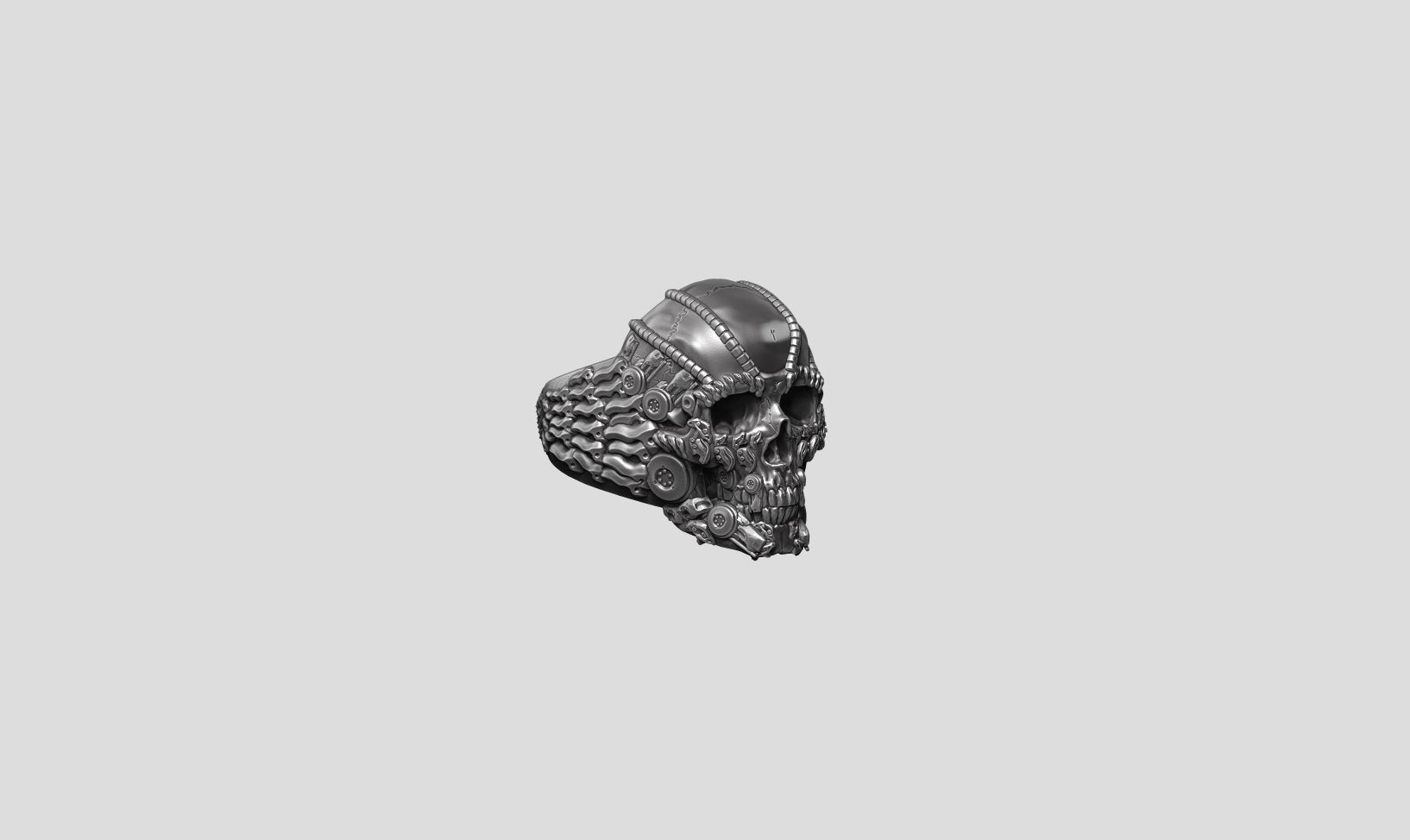 Ring Skull Biomechanical a01 3D print model_32