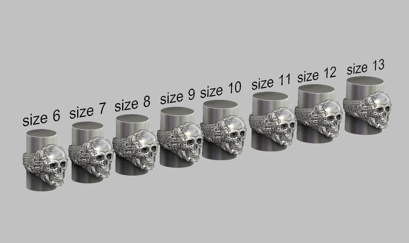 Ring Skull Biomechanical a01 3D print model_17