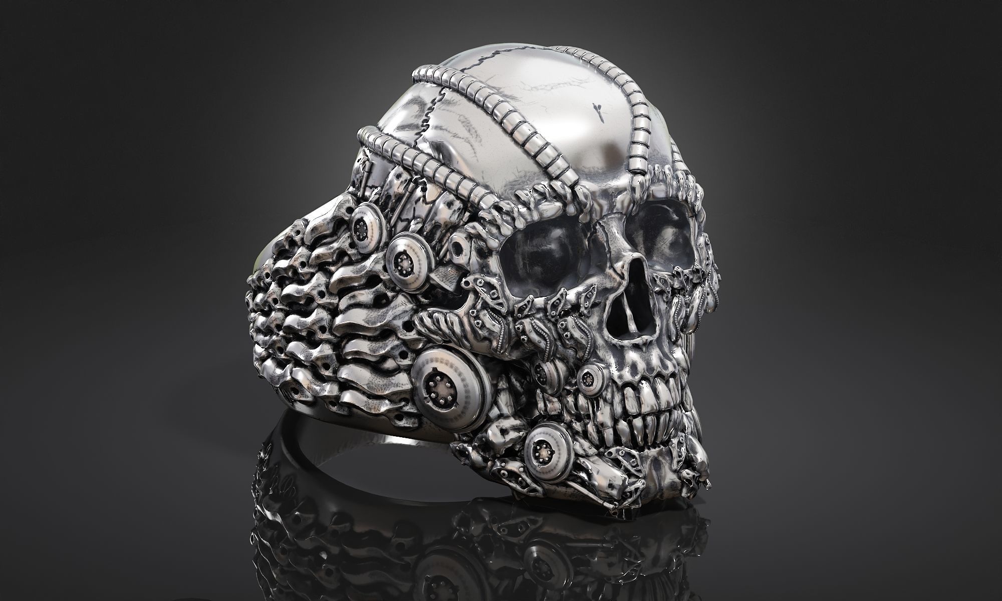Ring Skull Biomechanical a01 3D print model_19