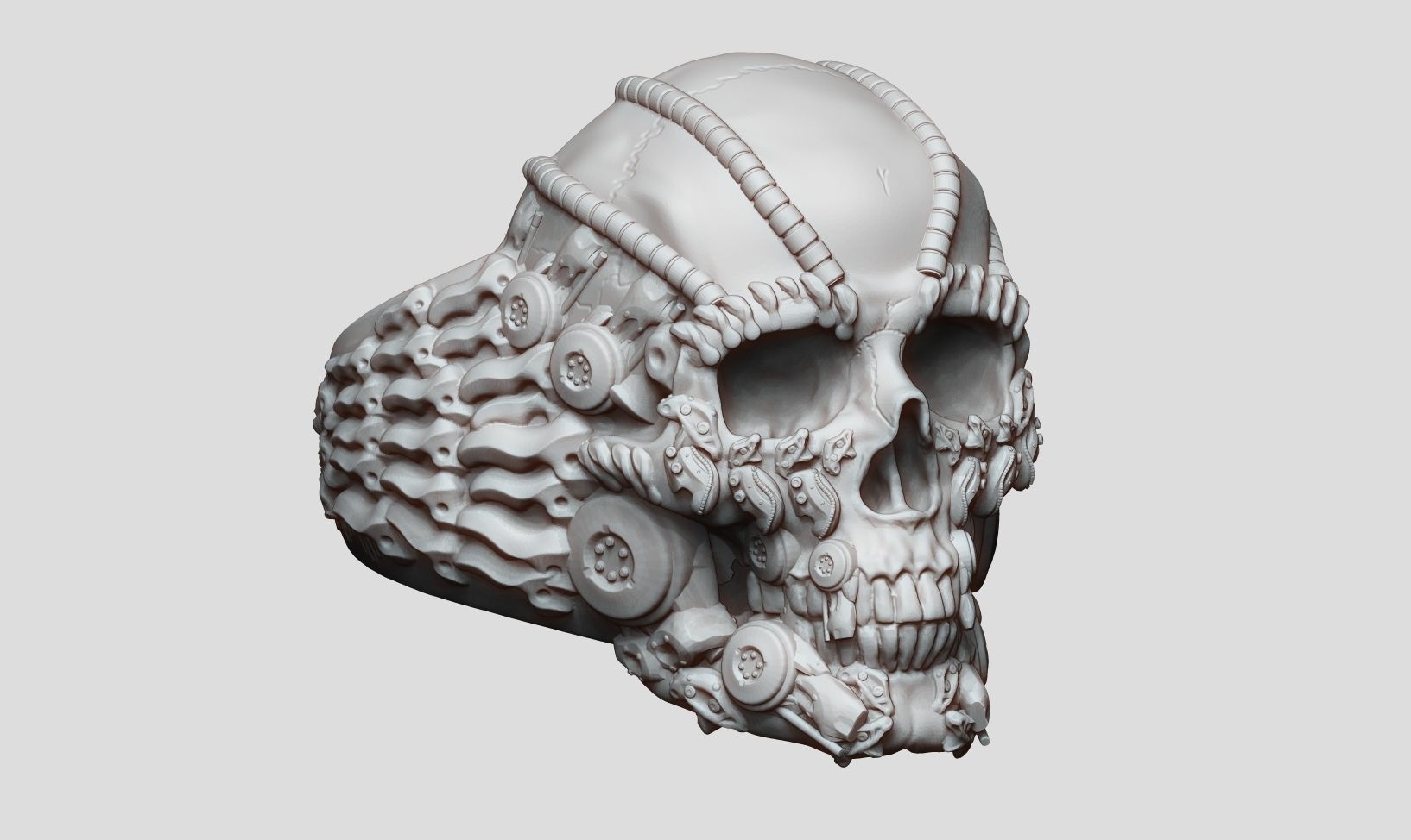 Ring Skull Biomechanical a01 3D print model_21