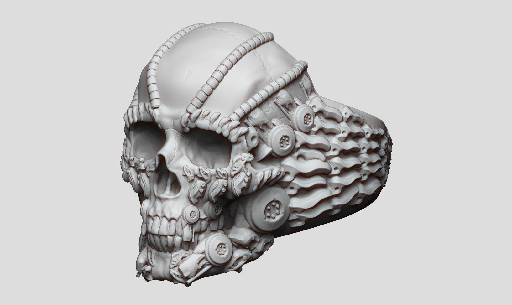 Ring Skull Biomechanical a01 3D print model_28