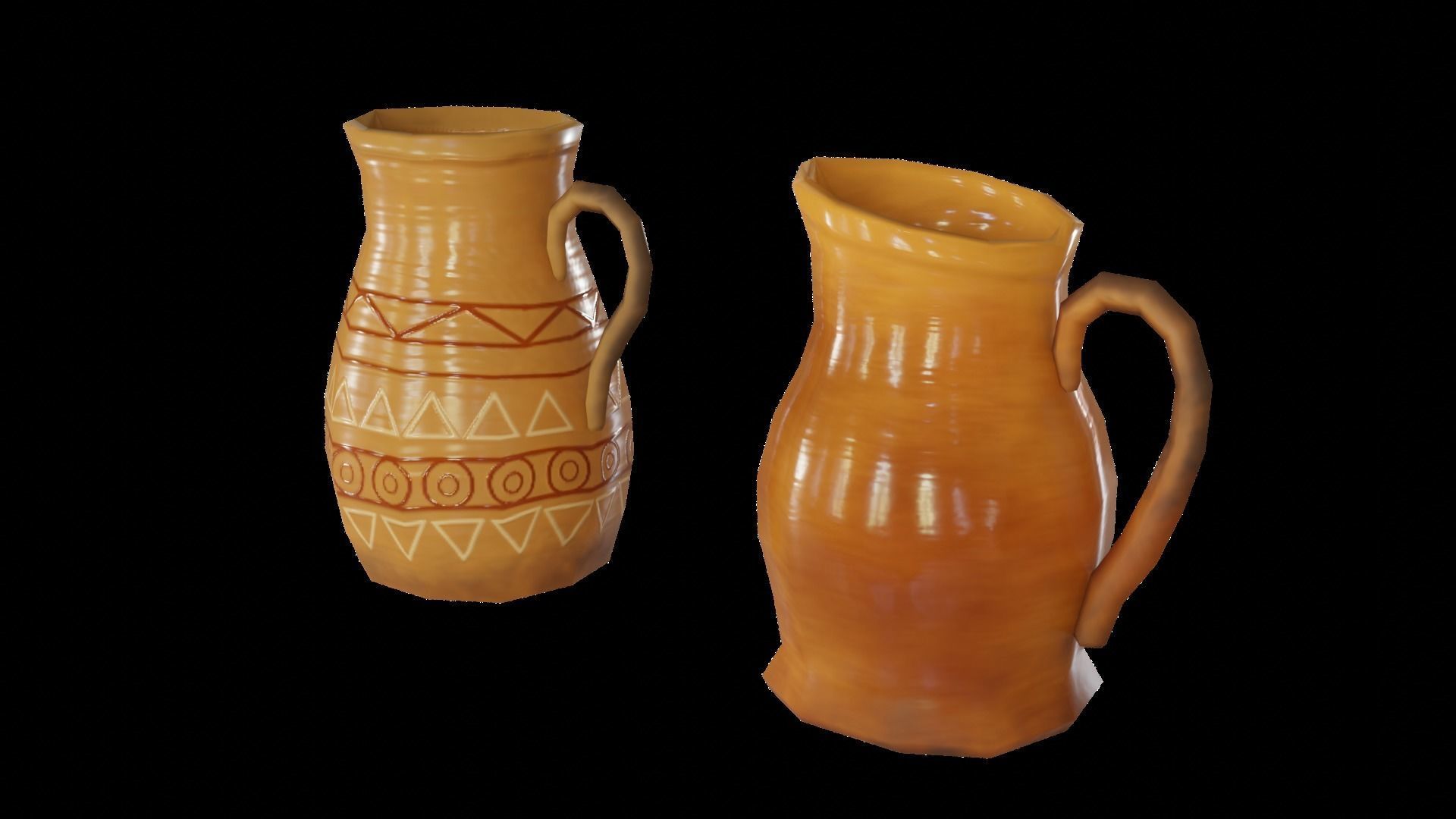 Renaissance Book Case With Clay Pitchers Low-poly 3D model_4