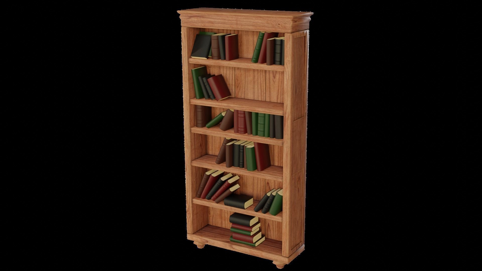 Renaissance Book Case With Clay Pitchers Low-poly 3D model_1