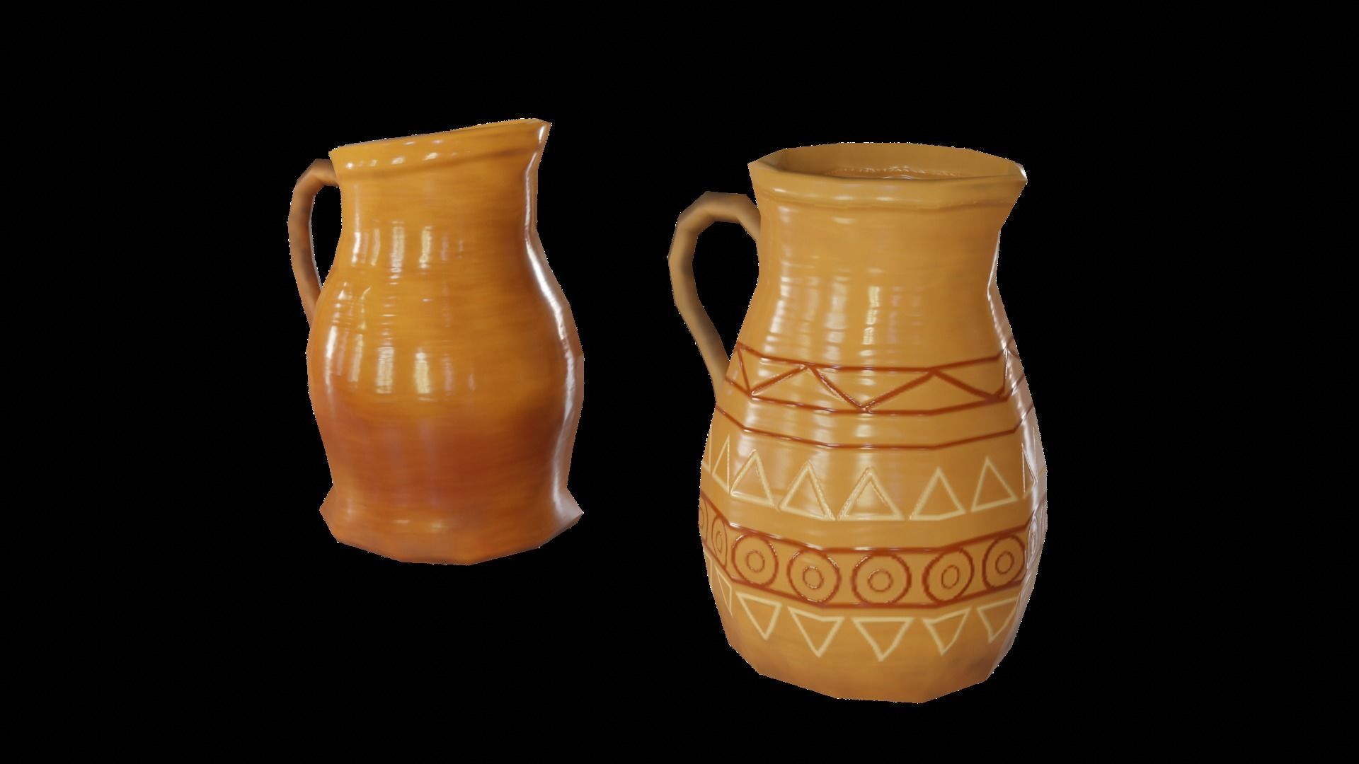 Renaissance Book Case With Clay Pitchers Low-poly 3D model_5