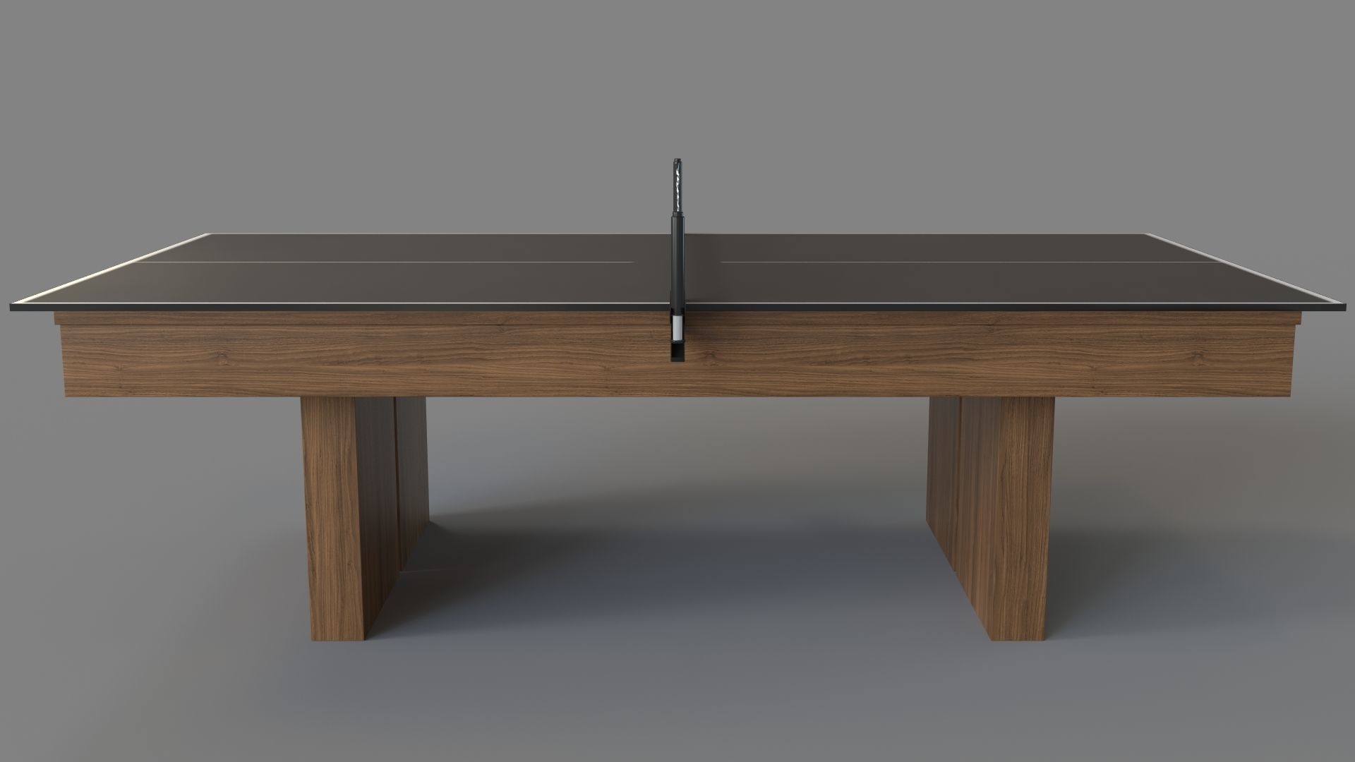 Walnut Pool Table With Table Tennis Kit Grey Felt 3D model_1