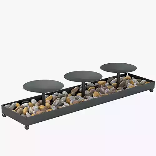 Kole Decorative Metal Candle Holder And Stones Set