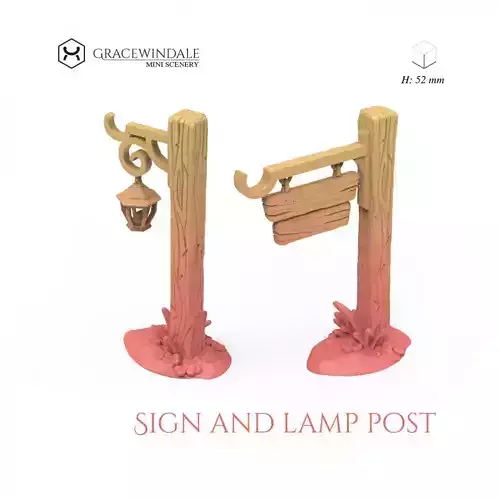 Lamp and Sign Post 3D print model