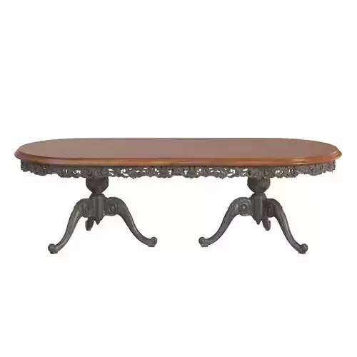Italian Gilt Carved Inlaid Gray Dining Table