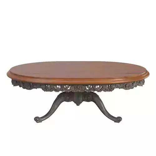 Italian Gilt Carved Inlaid Gray Coffee Table