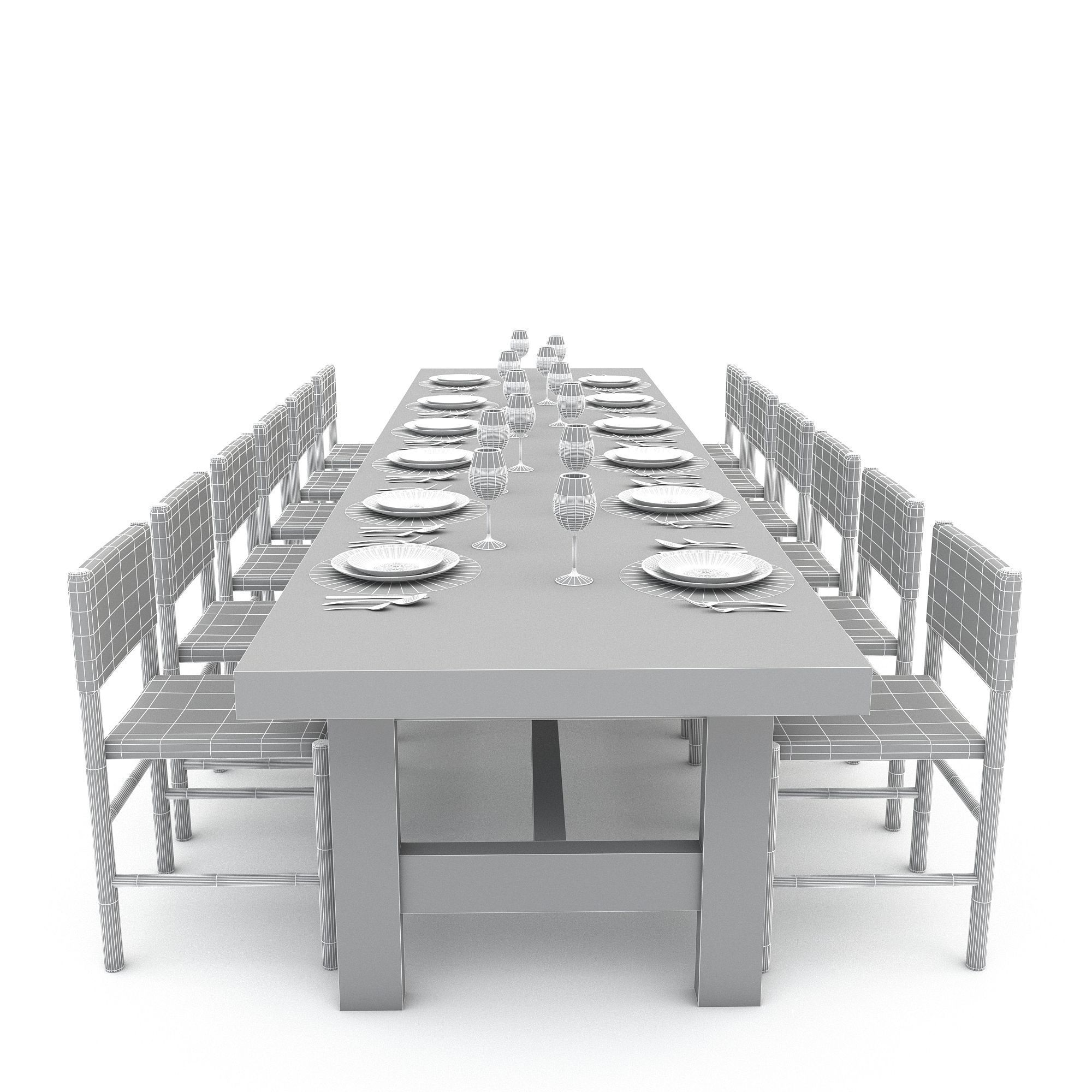 3D model dining table 008 Low-poly 3D model_7