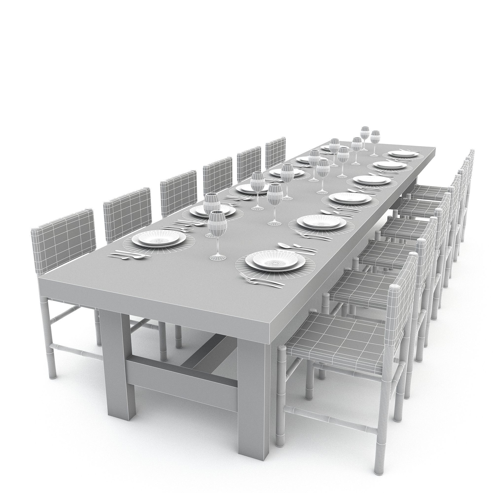 3D model dining table 008 Low-poly 3D model_4