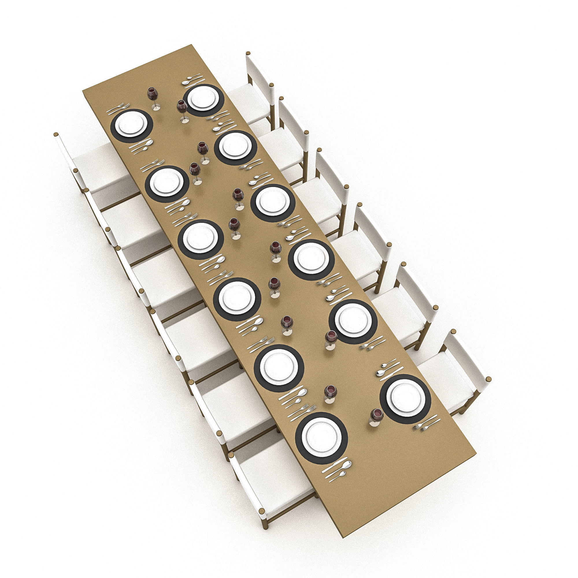 3D model dining table 008 Low-poly 3D model_2