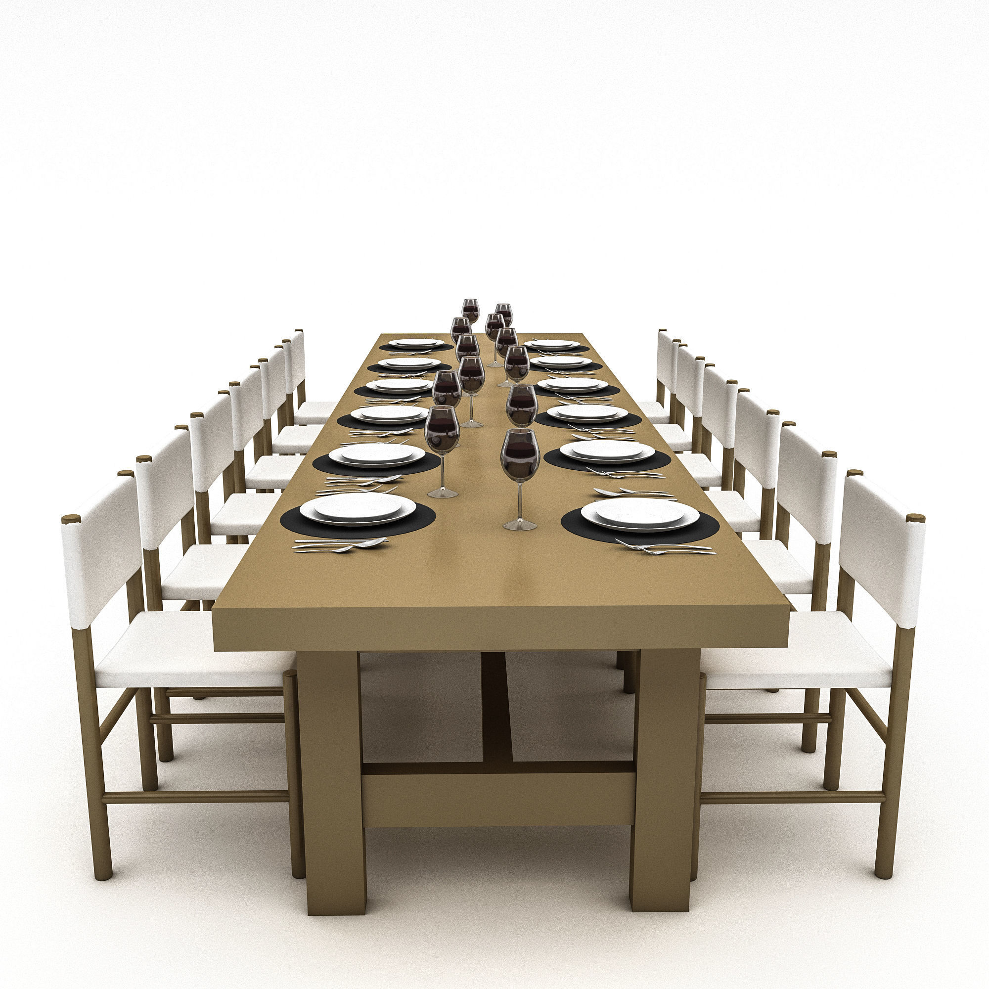 3D model dining table 008 Low-poly 3D model_3