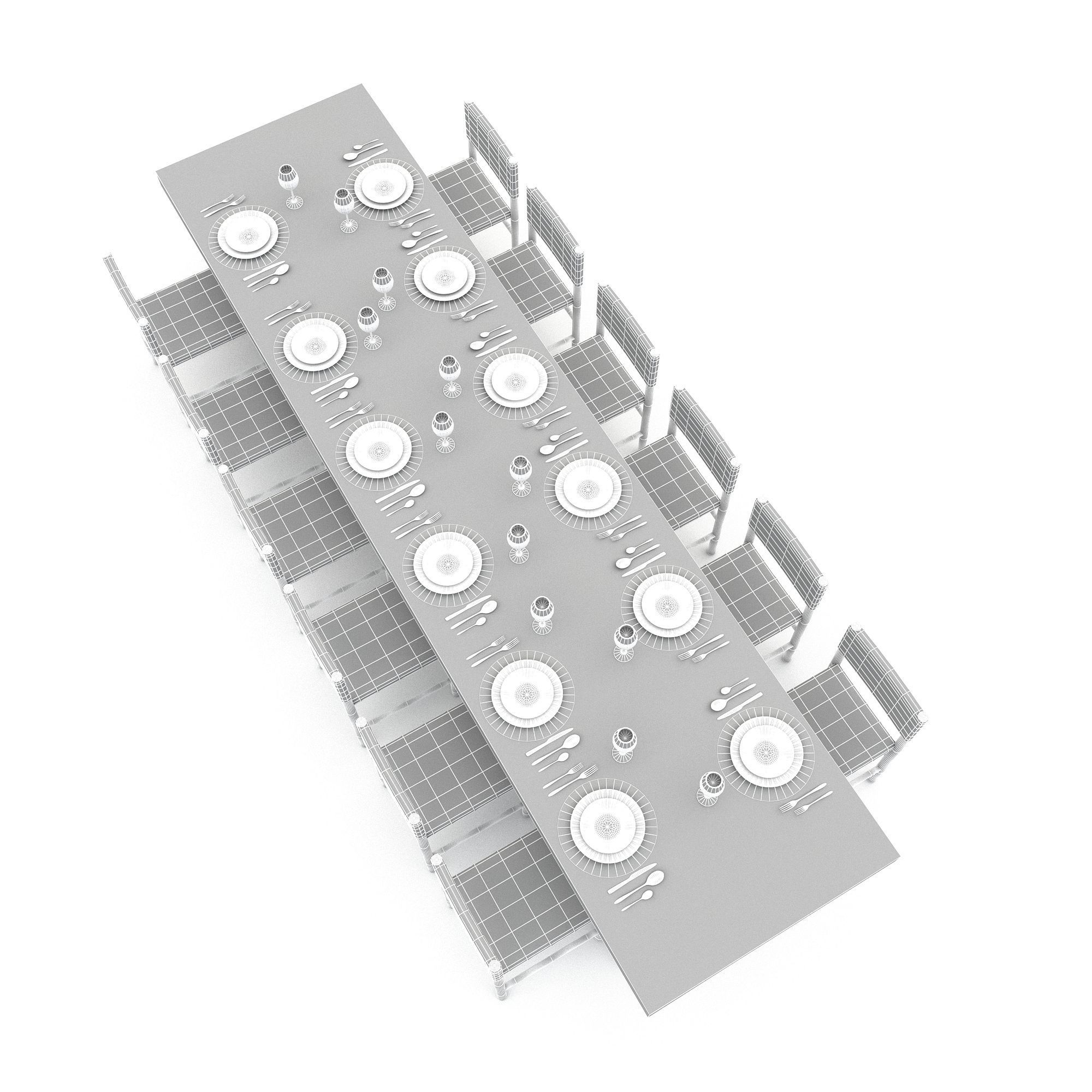 3D model dining table 008 Low-poly 3D model_6