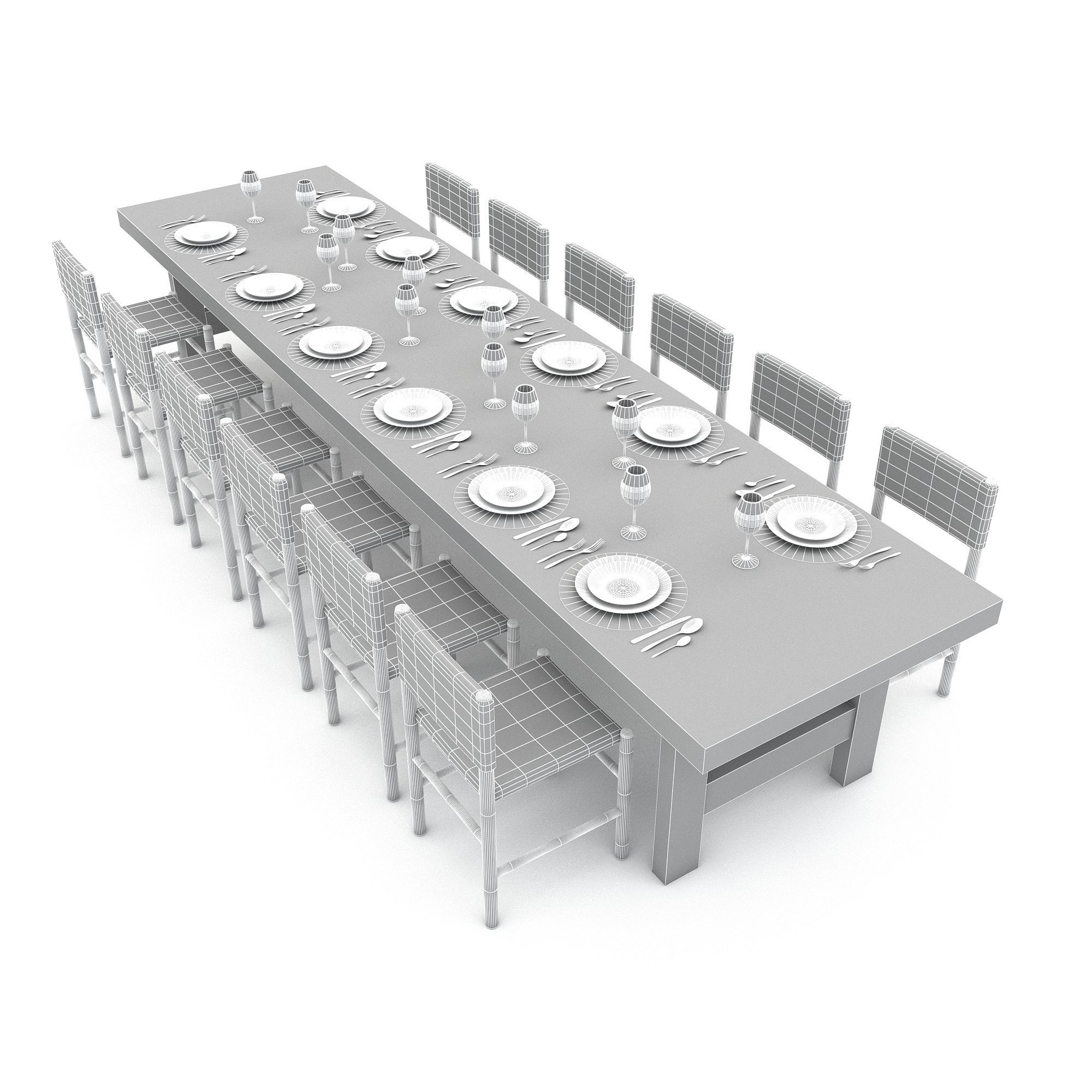 3D model dining table 008 Low-poly 3D model_5
