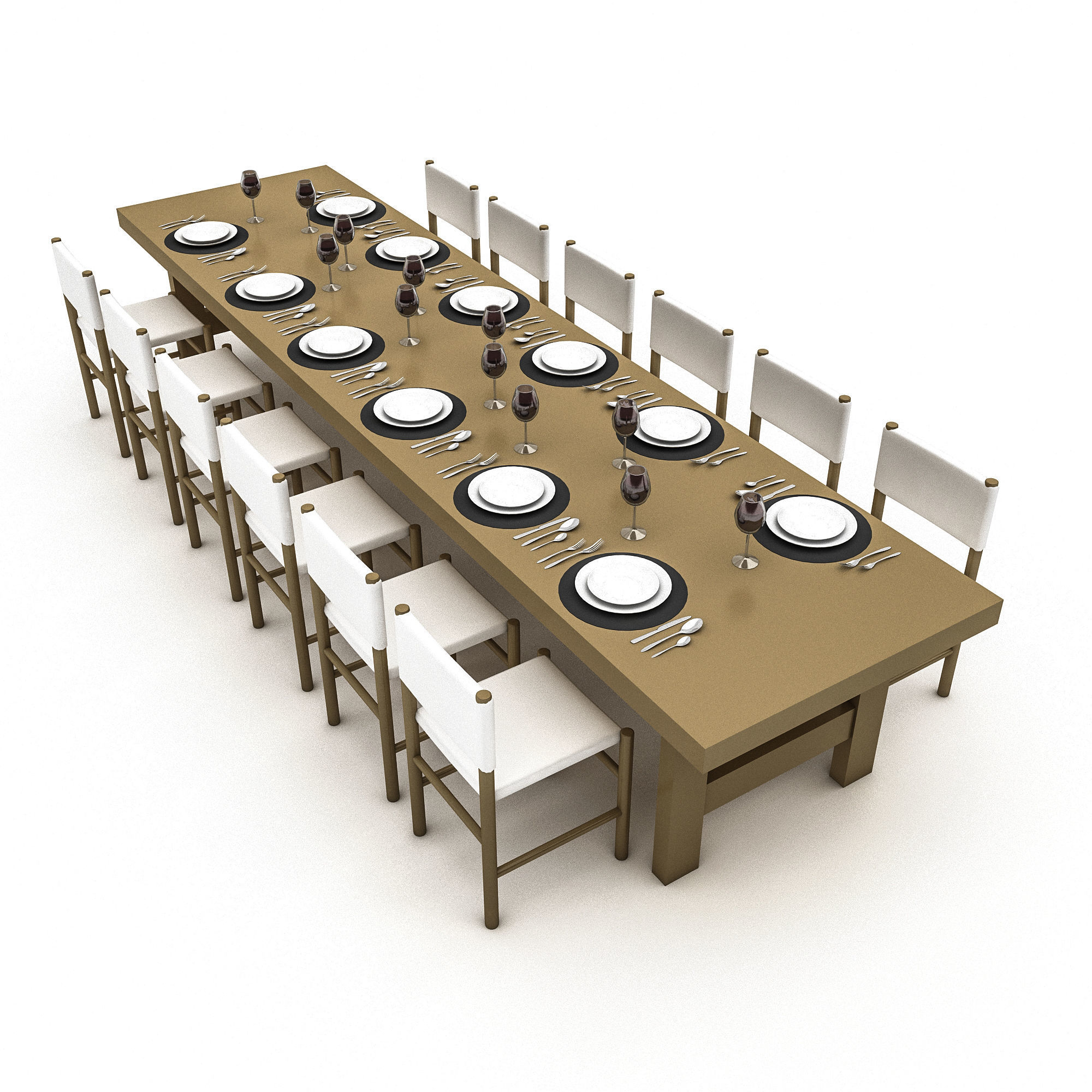 3D model dining table 008 Low-poly 3D model_1