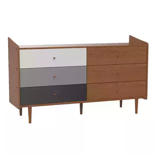 Halden Mid Century Modern Multicolor Walnut Brown 6 Drawer