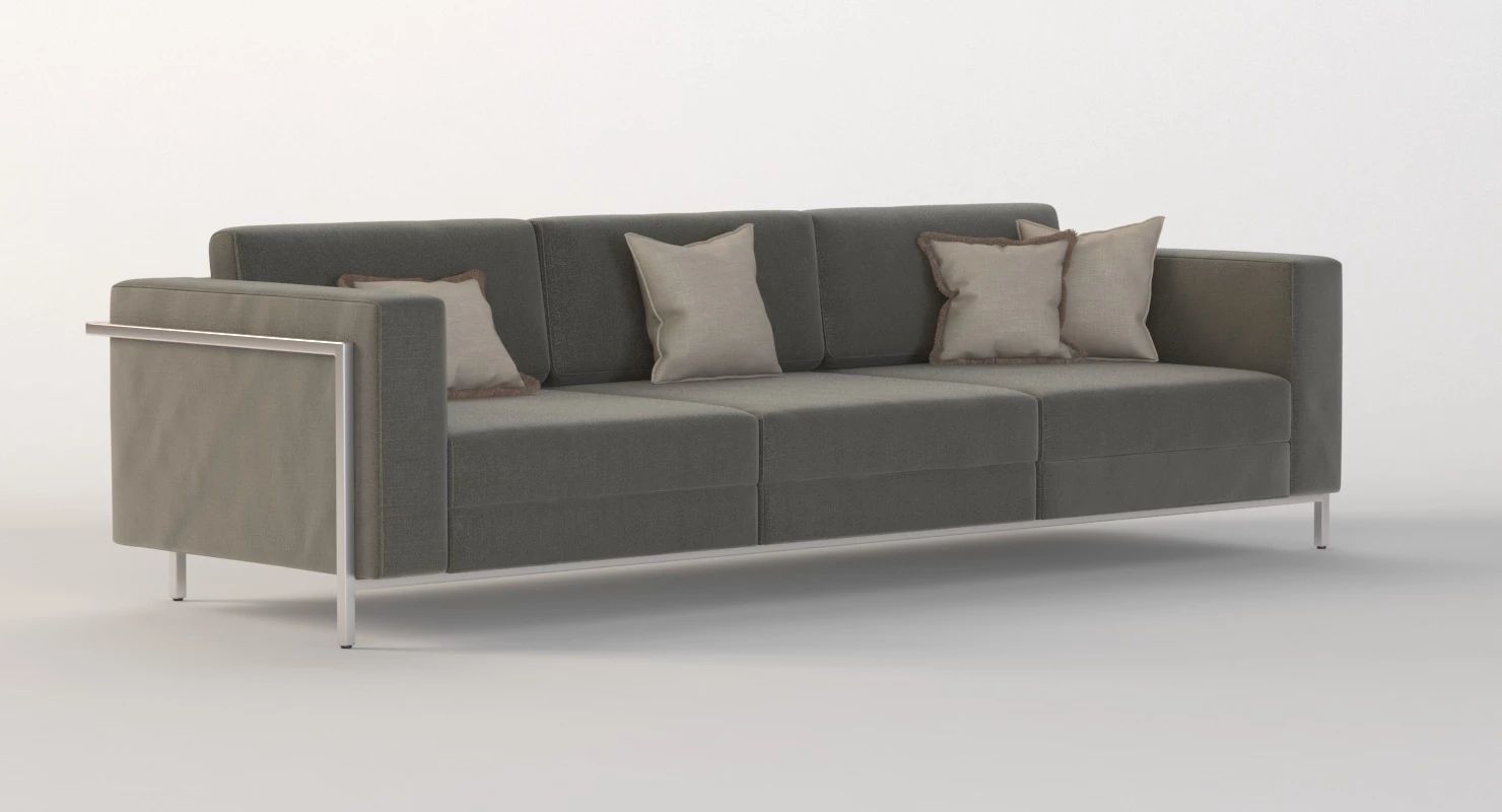 Gus Modern Davenport Three Seater Sectional Sofa 3D model_2