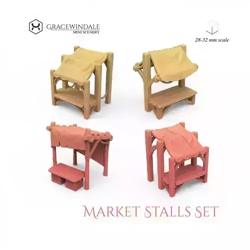 Market Stalls Set 3D print model