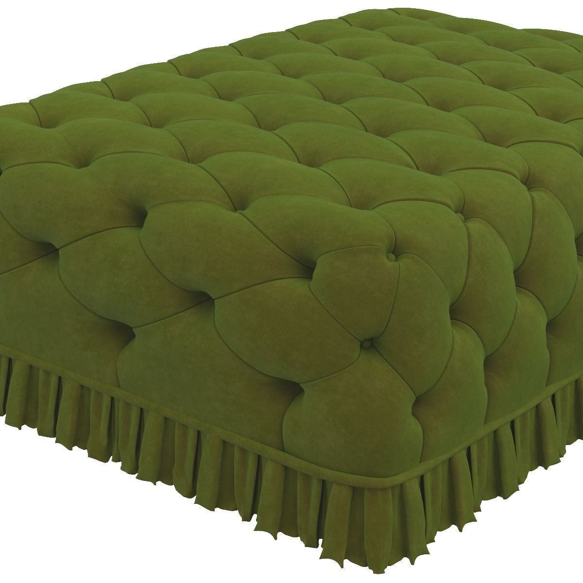 Green Rectangular Capitonne  Pouf 3D model_4