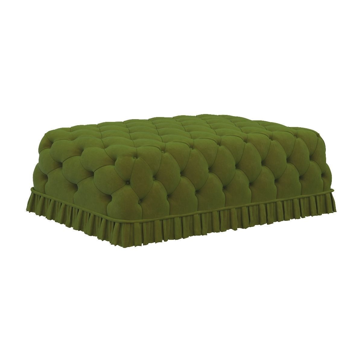 Green Rectangular Capitonne  Pouf 3D model_1