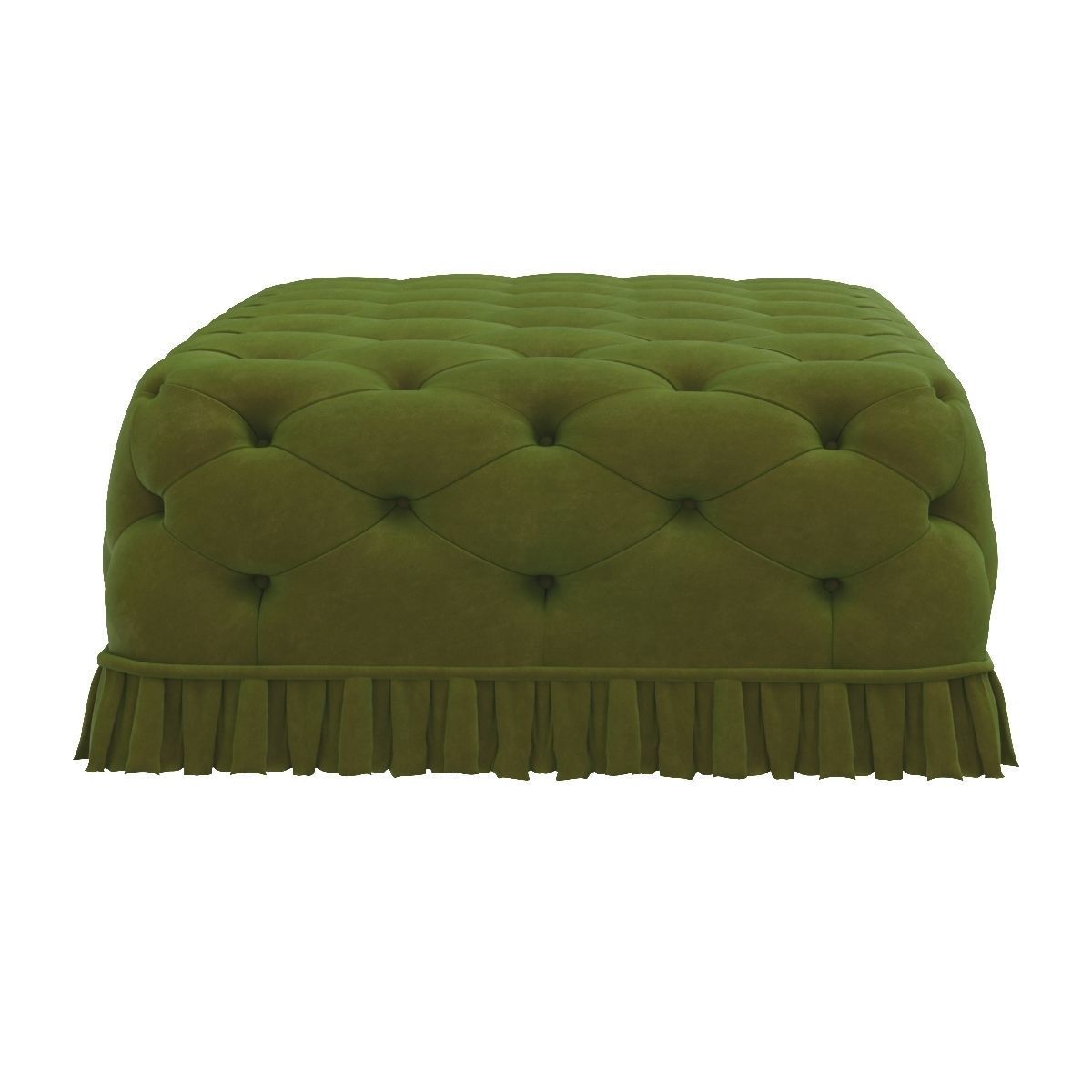 Green Rectangular Capitonne  Pouf 3D model_3