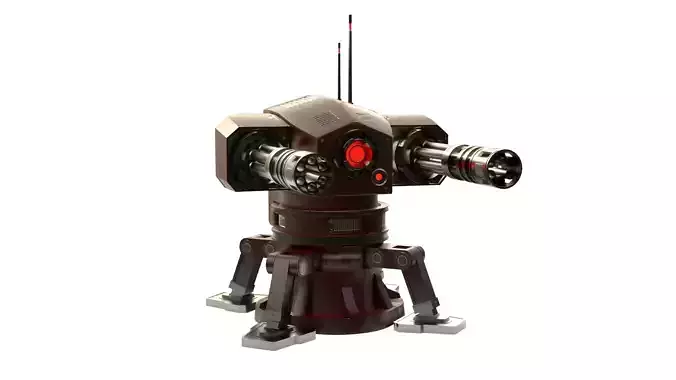 Sci-Fi Turret Gun Low-poly 3D model