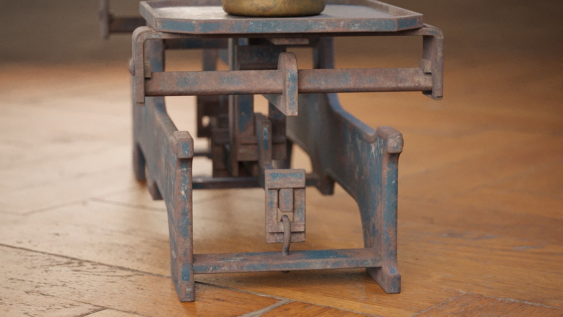 Rigged Balance Scale and Weights PBR Low-poly 3D model_9