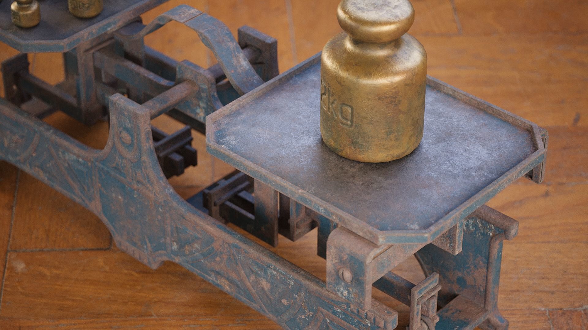 Rigged Balance Scale and Weights PBR Low-poly 3D model_10