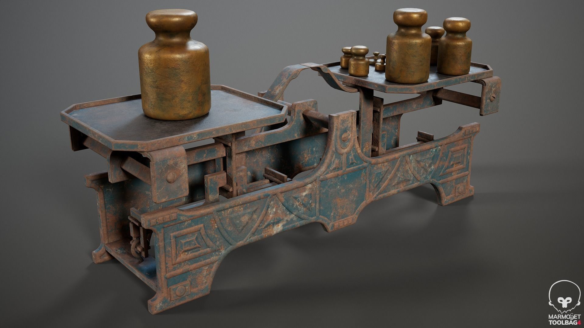 Rigged Balance Scale and Weights PBR Low-poly 3D model_17
