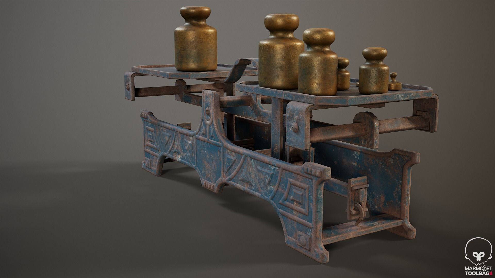 Rigged Balance Scale and Weights PBR Low-poly 3D model_15
