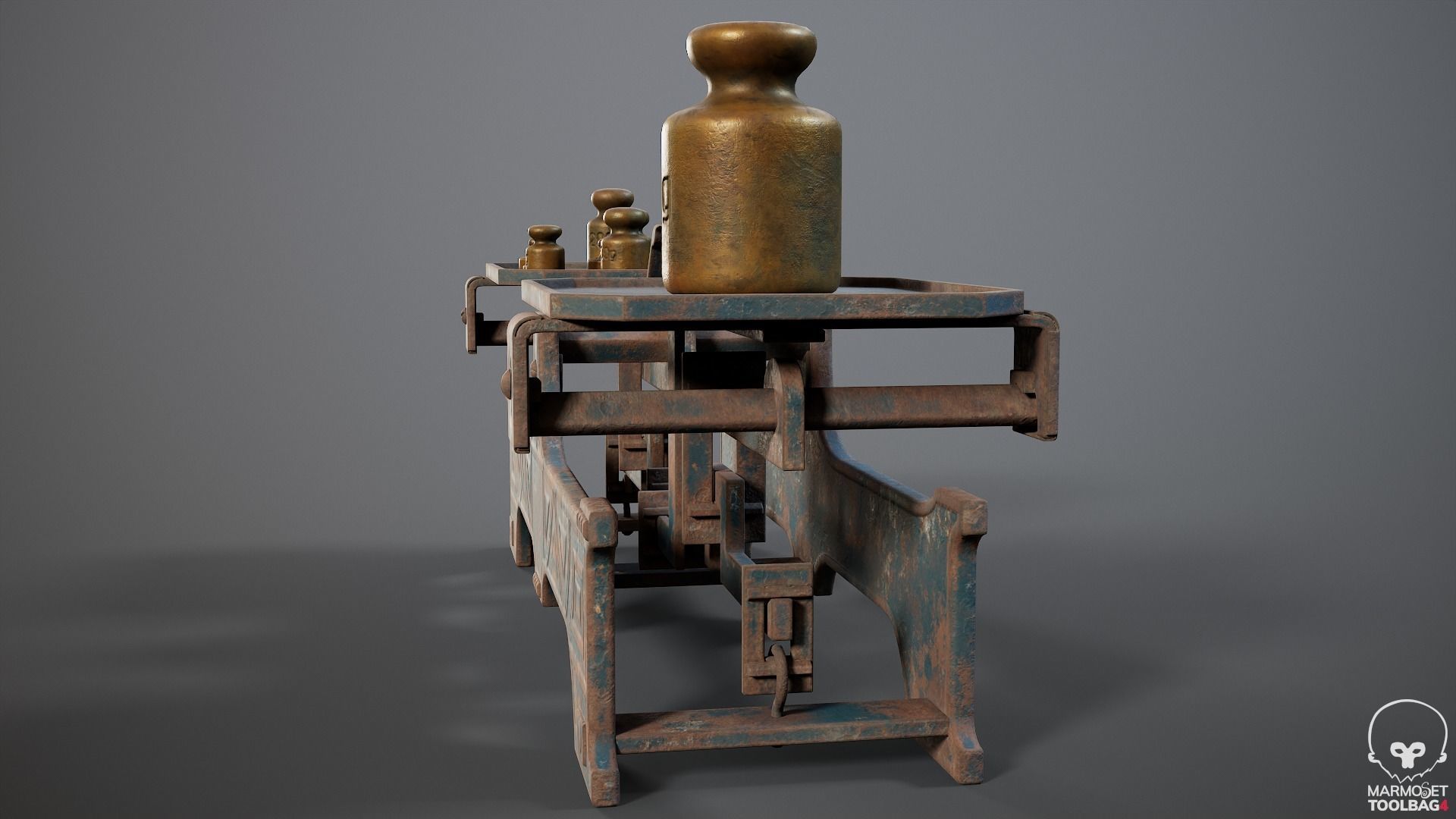 Rigged Balance Scale and Weights PBR Low-poly 3D model_18