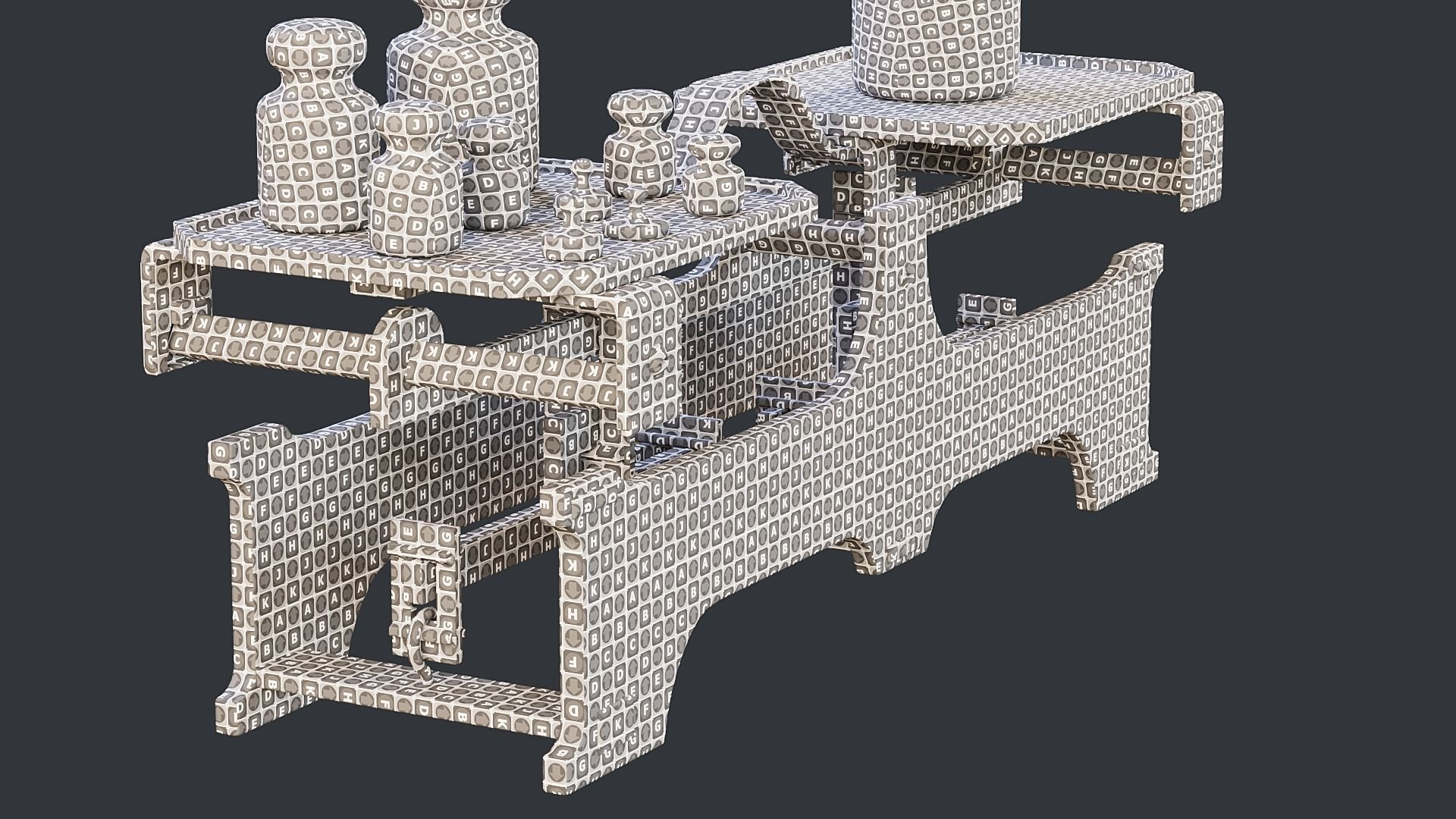 Rigged Balance Scale and Weights PBR Low-poly 3D model_28