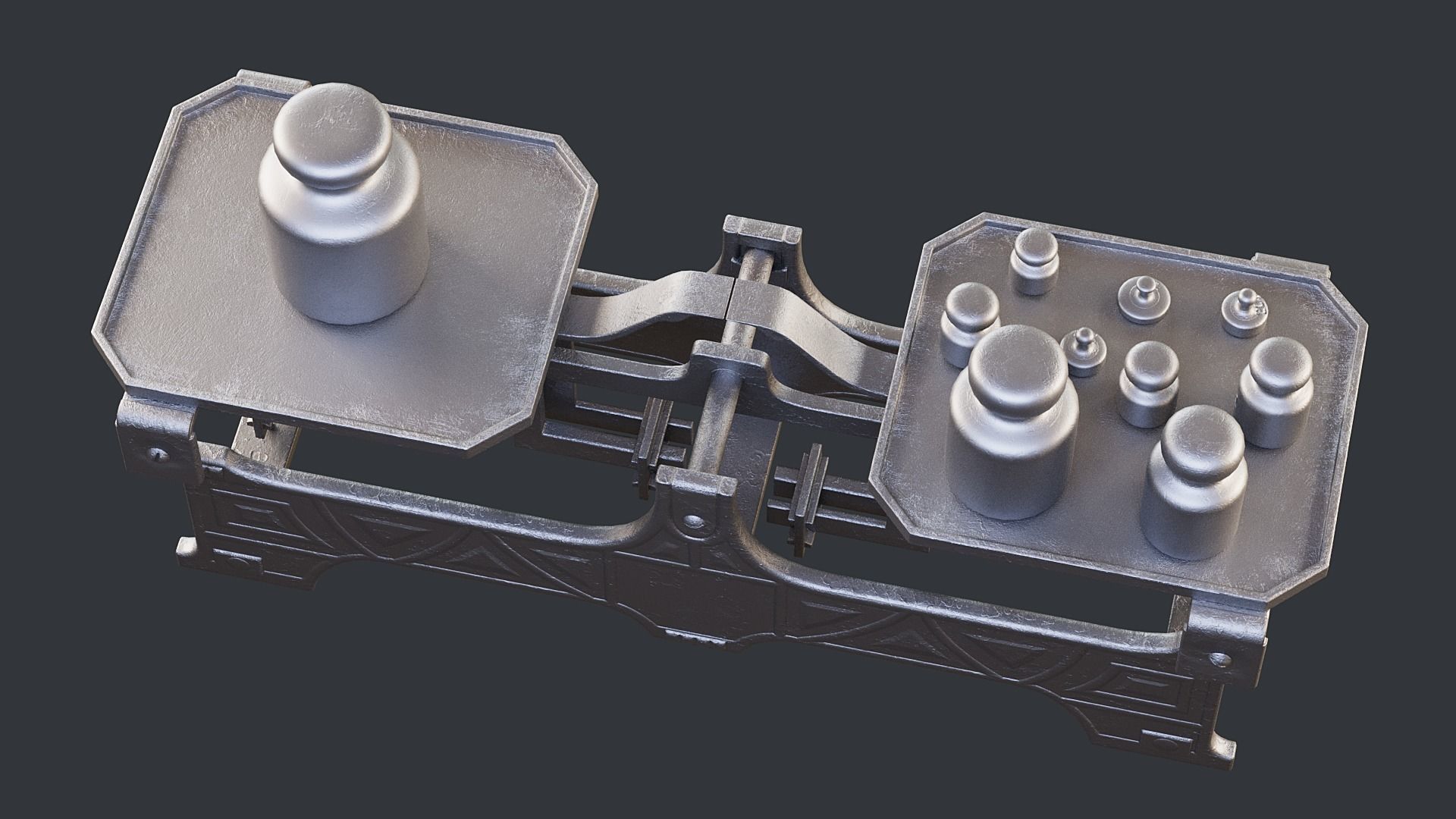 Rigged Balance Scale and Weights PBR Low-poly 3D model_23