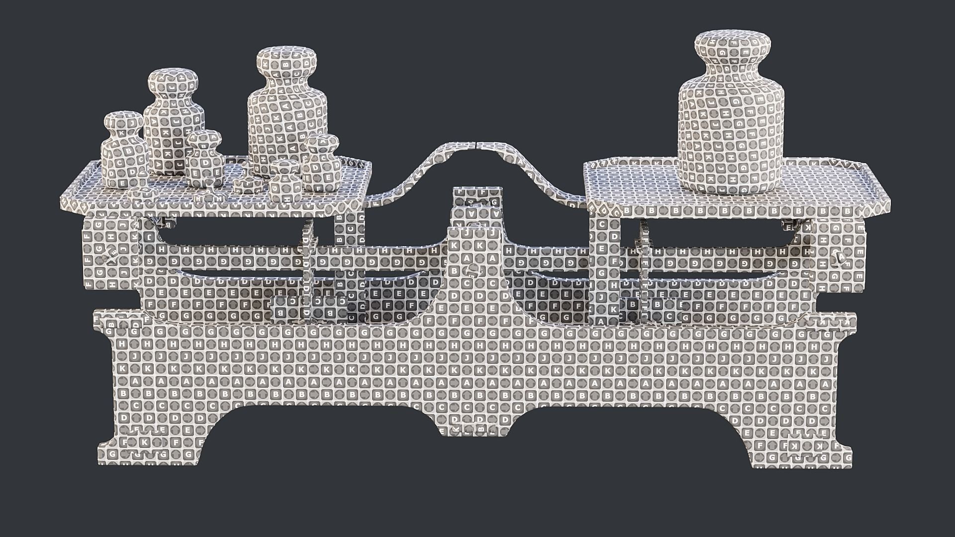 Rigged Balance Scale and Weights PBR Low-poly 3D model_22