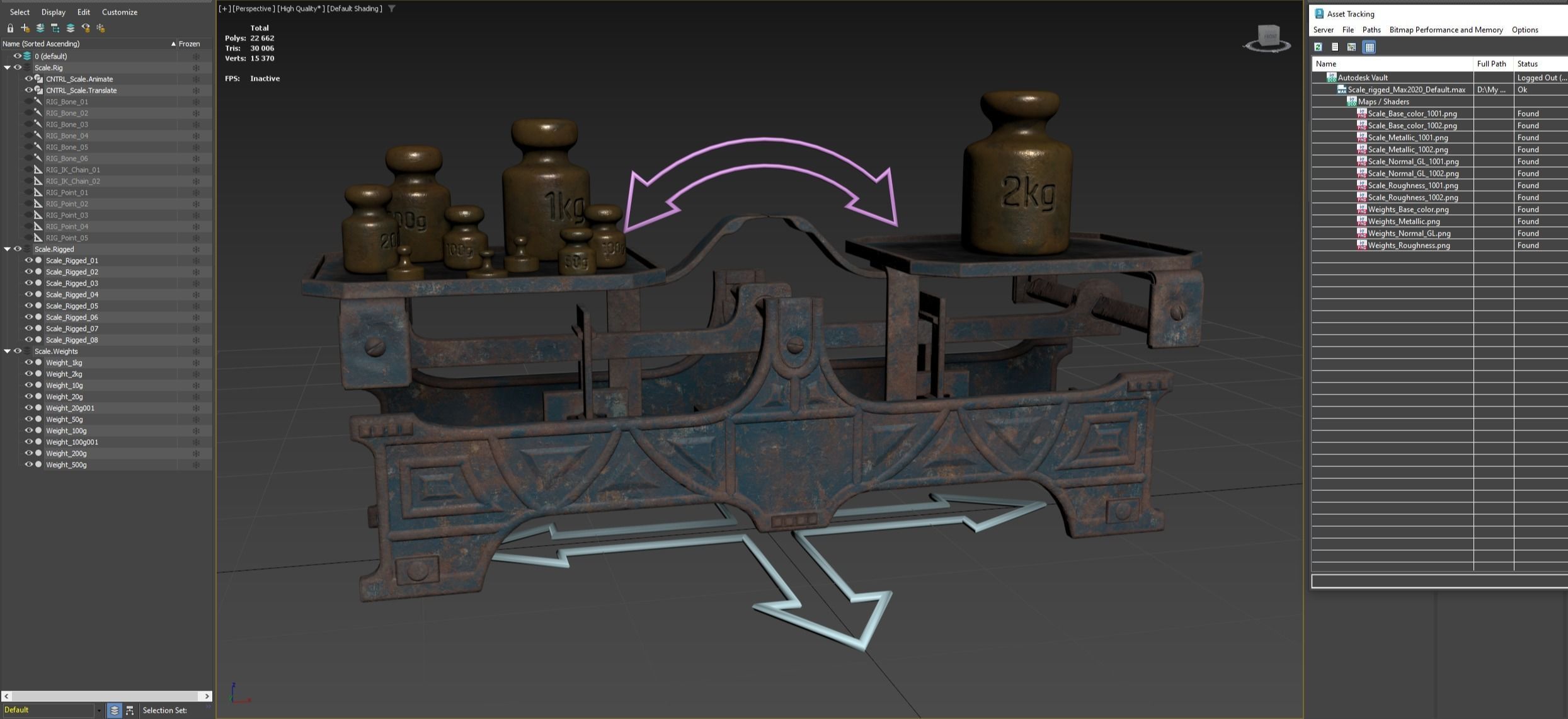Rigged Balance Scale and Weights PBR Low-poly 3D model_29