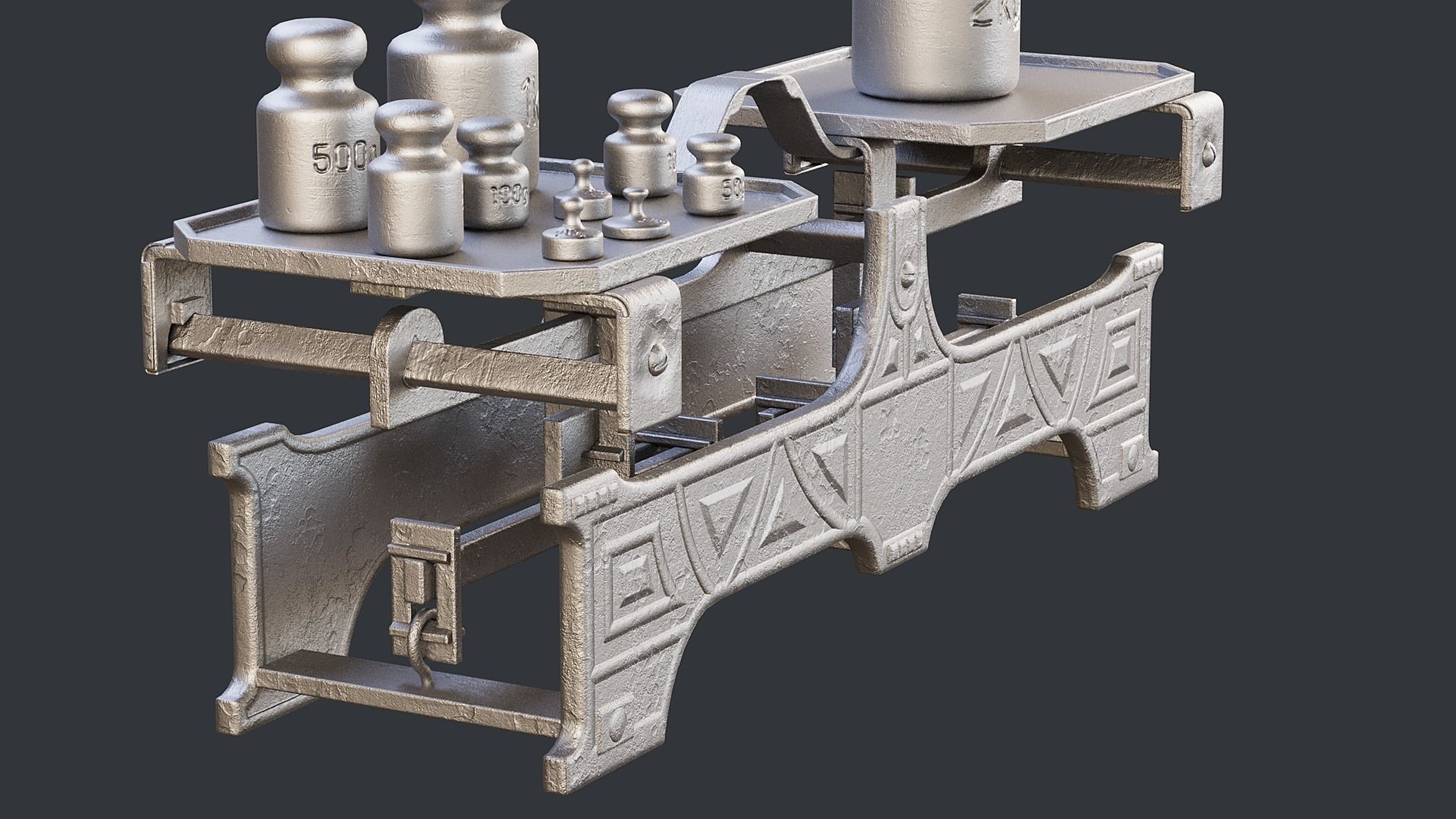 Rigged Balance Scale and Weights PBR Low-poly 3D model_26